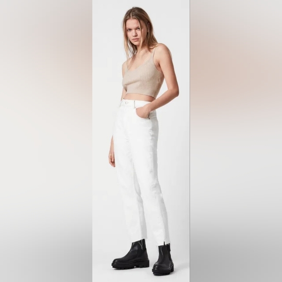 ALLSAINTS ENYA CARDIGAN AND CROP TOP SET IN WHISPER PINK - Picture 7 of 10